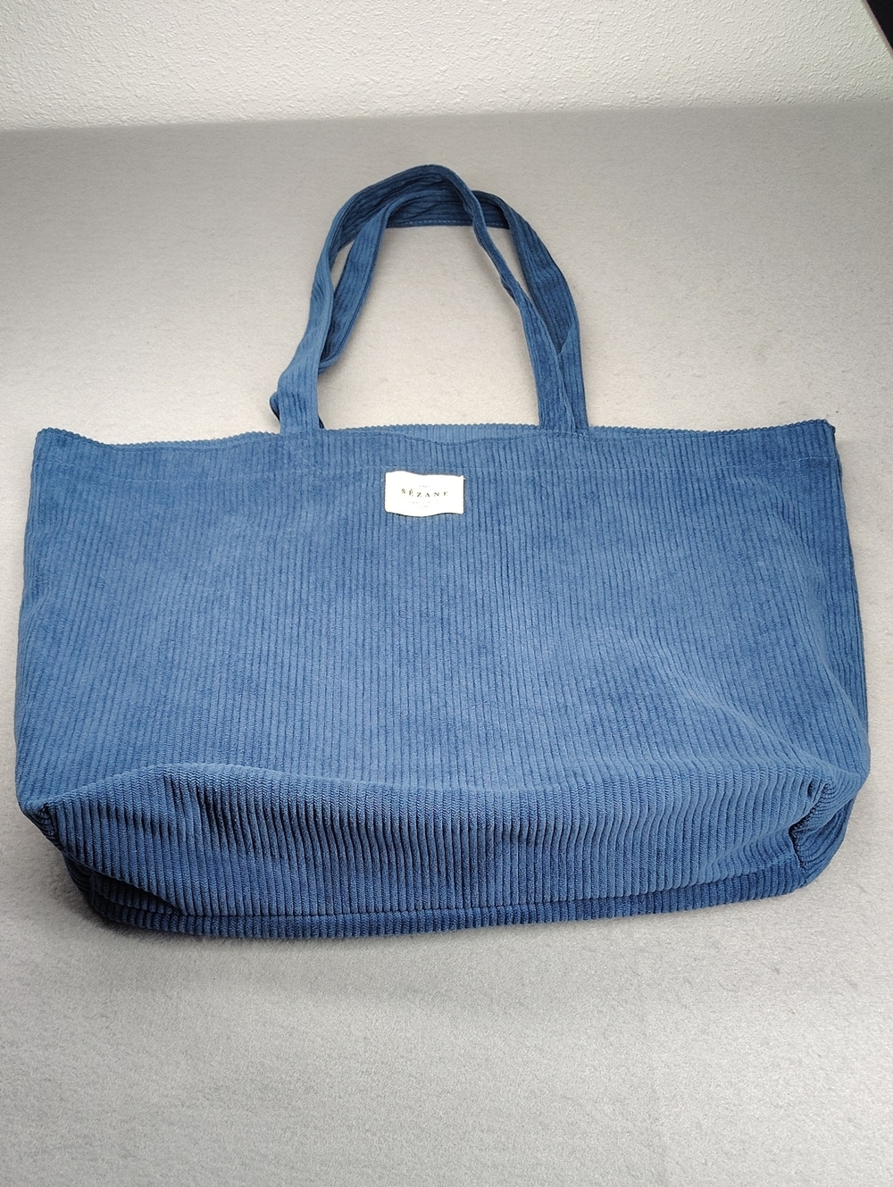 Sézane A Paris Blue Corduroy Tote Bag